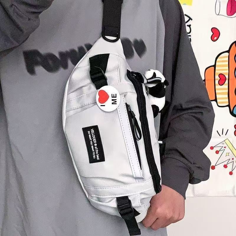 Muška crossbody torba – japanski Harajuku sport-werk stil, poliester, podstava od najlona, za putovanja