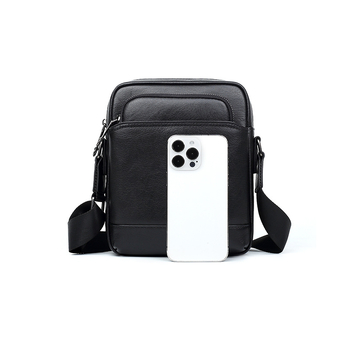 Muška torba preko ramena s crossbody remenom — koža prvog sloja tele, podstava od poliestera, Bolio, urbani minimalistički stil