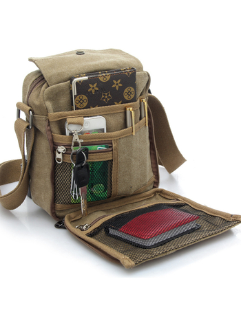 Muška crossbody torba - platnena, prozračna, Mengsi Wei, jednostavan uzorak