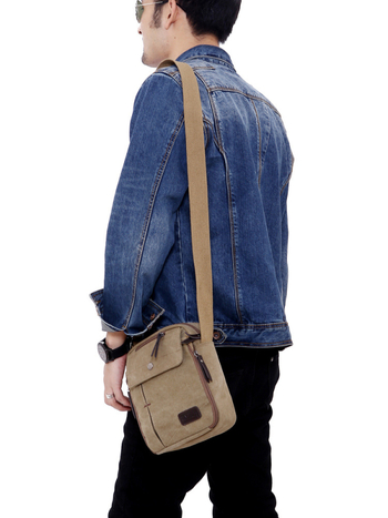 Muška crossbody torba - platnena, prozračna, Mengsi Wei, jednostavan uzorak