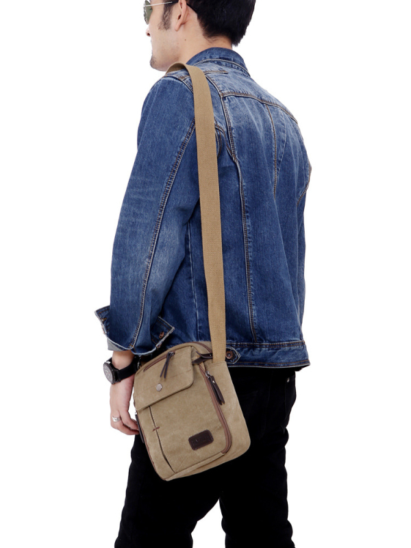 Muška crossbody torba - platnena, prozračna, Mengsi Wei, jednostavan uzorak