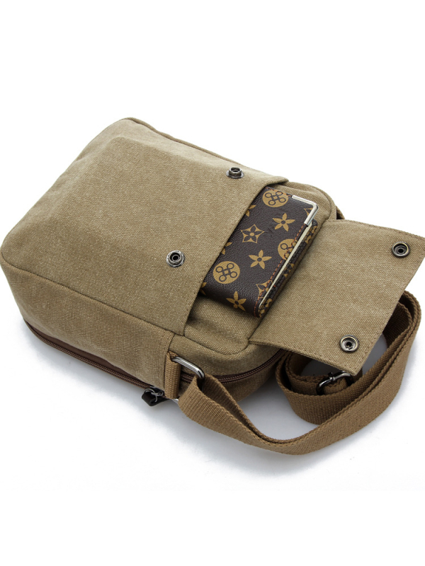 Muška crossbody torba - platnena, prozračna, Mengsi Wei, jednostavan uzorak