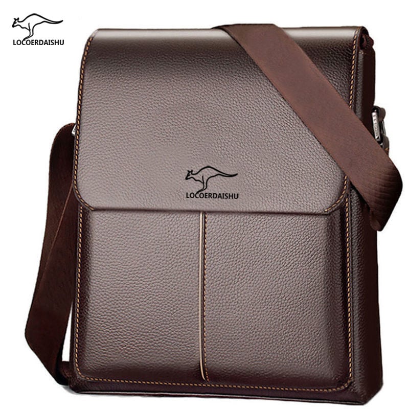 Muška crossbody torba s PU kožnom teksturom, preklopna zatvarač, poslovno putovanje, poliester podstava