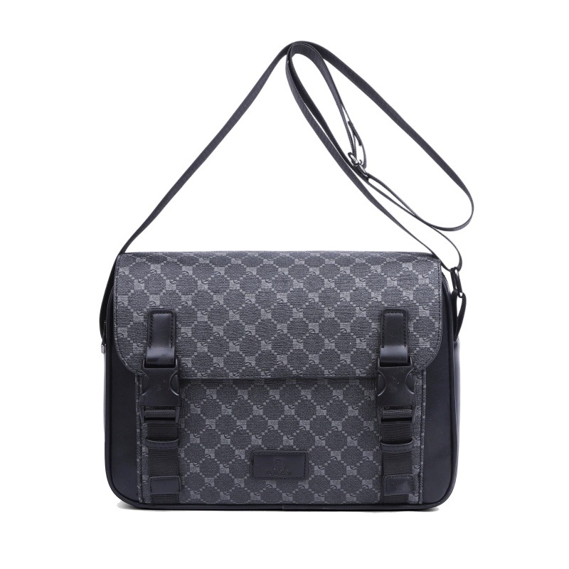 Muška crossbody torba s kariranim uzorkom, višenamjenska, vodootporna, zaštita od krađe, protuzemljosna, PU materijal, podstava od poliestera - Green Grassland