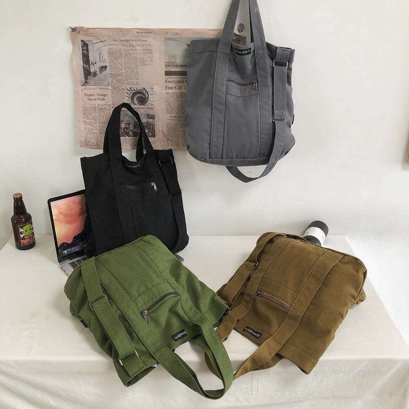 Muška platnena crossbody torba — platno, jednobojni uzorak, Canvas Crossbody Tote, Rui Camp