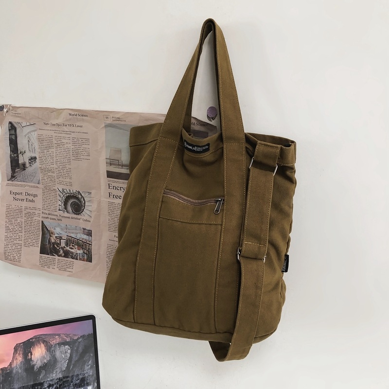 Muška platnena crossbody torba — platno, jednobojni uzorak, Canvas Crossbody Tote, Rui Camp