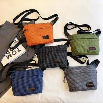 Muška crossbody torba, ultra lagana, najlon, karirani uzorak, poliester podstava, ulični stil