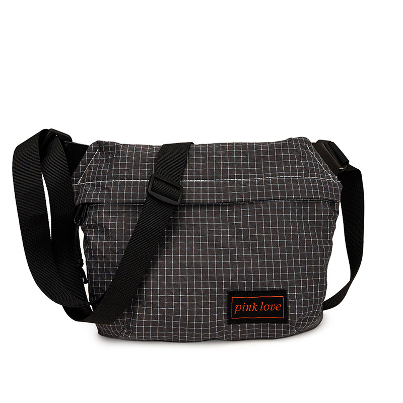 Muška crossbody torba, ultra lagana, najlon, karirani uzorak, poliester podstava, ulični stil