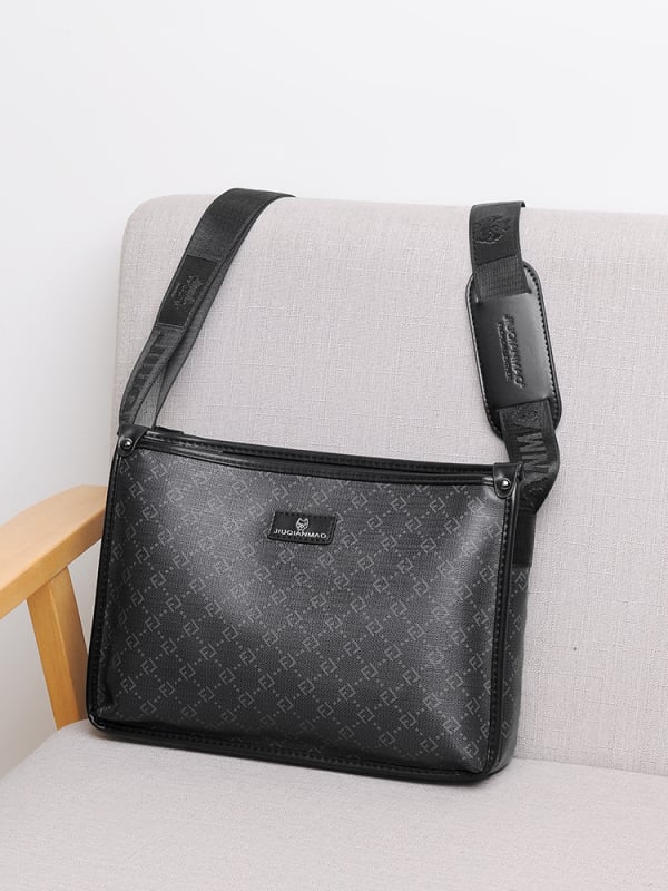 Muška crossbody torba - PVC, karirani uzorak, kompatibilna s 12-inčnim prijenosnim računalom, otporna na habanje, poslovni stil putovanja