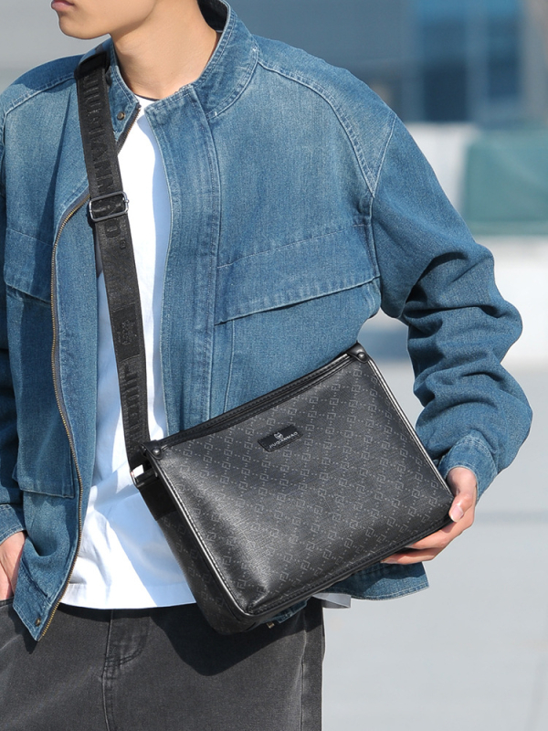 Muška crossbody torba - PVC, karirani uzorak, kompatibilna s 12-inčnim prijenosnim računalom, otporna na habanje, poslovni stil putovanja