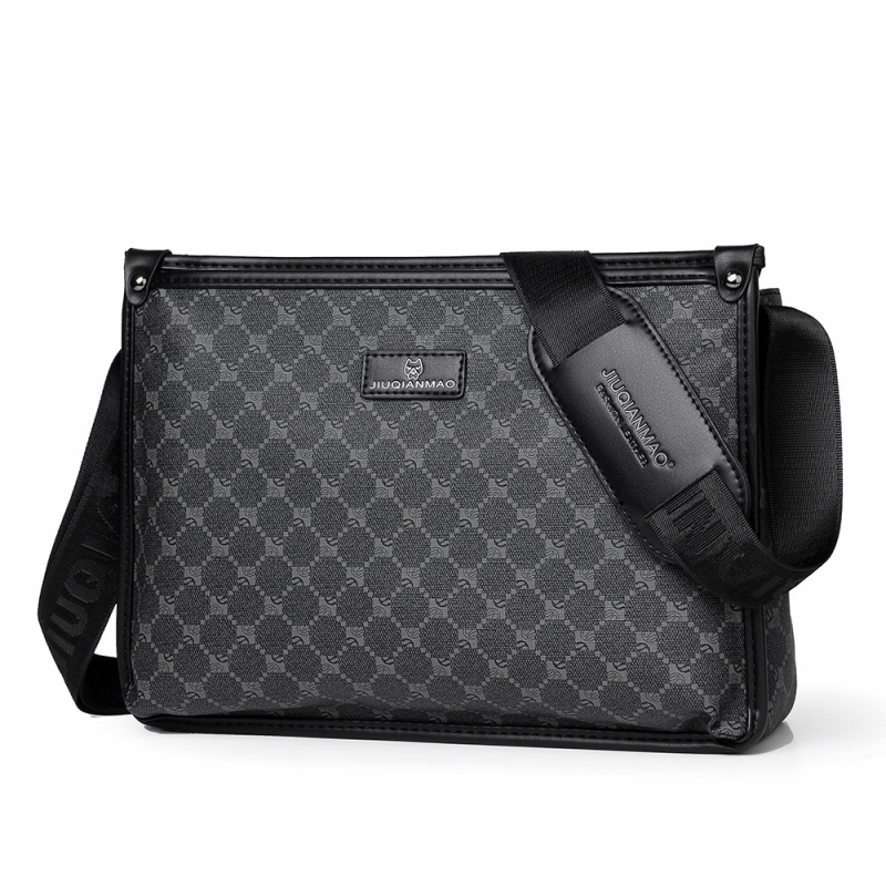 Muška crossbody torba - PVC, karirani uzorak, kompatibilna s 12-inčnim prijenosnim računalom, otporna na habanje, poslovni stil putovanja