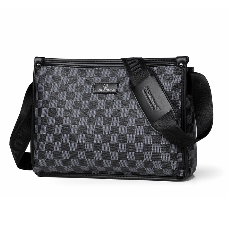Muška crossbody torba - PVC, karirani uzorak, kompatibilna s 12-inčnim prijenosnim računalom, otporna na habanje, poslovni stil putovanja