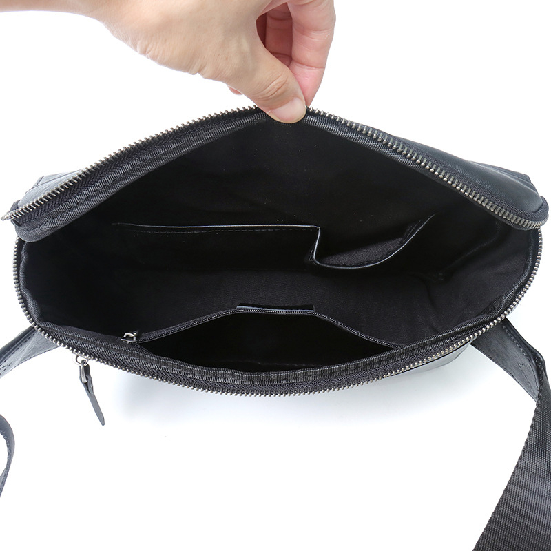 Muška kožna messenger torba, gradski minimalistički stil, koža prvog sloja, otporna na habanje, podstava od poliestera i pamuka