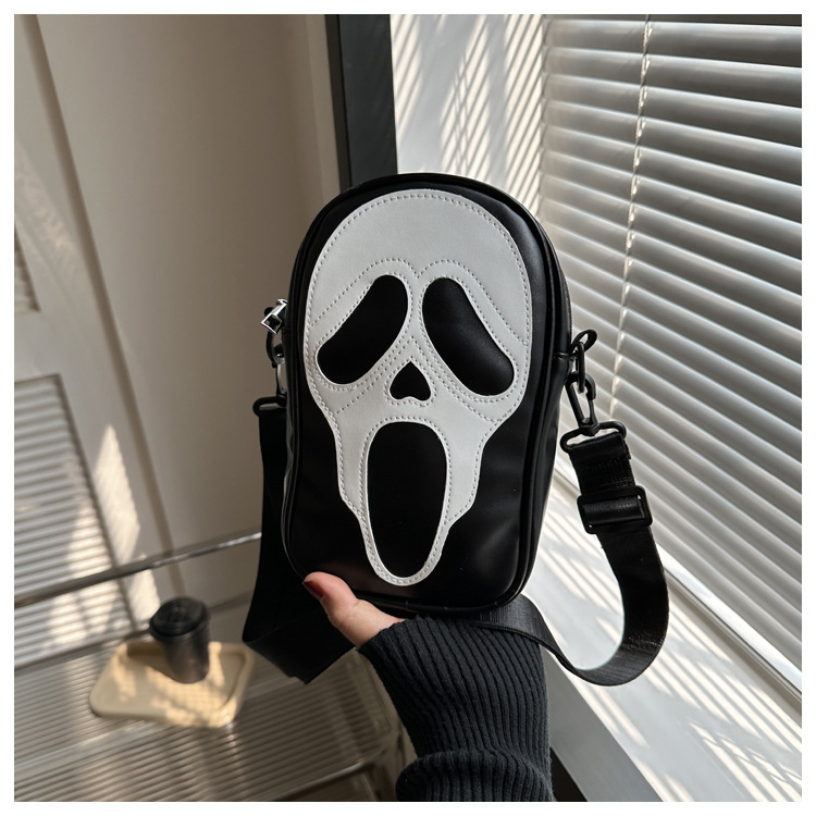 Geantă crossbody - Unisex, PU material, Stil stradal, Formă pătrată verticală, Închidere cu fermoar, Căptușeală sintetică