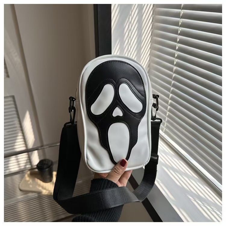 Geantă crossbody - Unisex, PU material, Stil stradal, Formă pătrată verticală, Închidere cu fermoar, Căptușeală sintetică