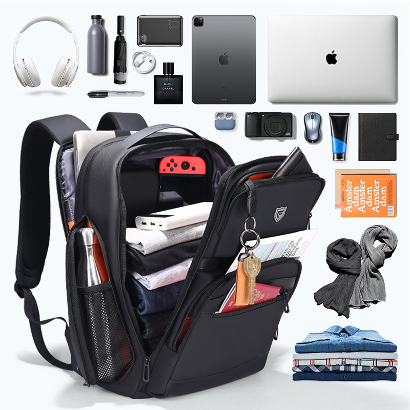 Unisex ruksak za putovanja, 16-inčni laptop, vodootporan materijal, prozračne naramenice s zračnom jastukom, ulični stil