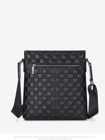 William Polo muška torba preko ramena od prave kože - jednobojna, podstava od poliestera, zaštita od krađe, poslovni stil putovanja