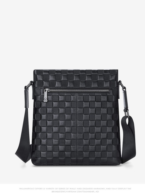 William Polo muška torba preko ramena od prave kože - jednobojna, podstava od poliestera, zaštita od krađe, poslovni stil putovanja