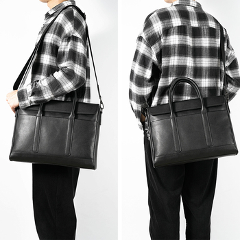 Muška kožna poslovna torba za prijenosno računalo, koža prvog sloja, otporna na habanje, proširiva, pogodna za poslovna putovanja