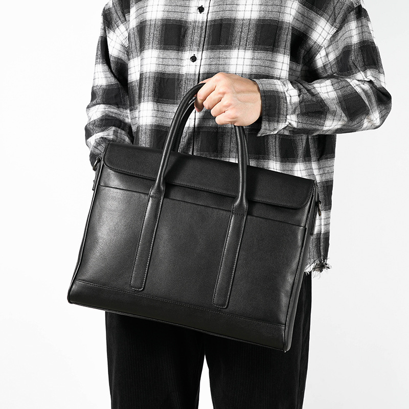 Muška kožna poslovna torba za prijenosno računalo, koža prvog sloja, otporna na habanje, proširiva, pogodna za poslovna putovanja