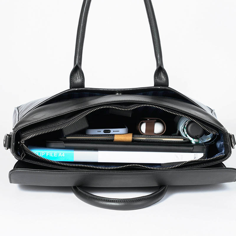 Muška kožna poslovna torba za prijenosno računalo, koža prvog sloja, otporna na habanje, proširiva, pogodna za poslovna putovanja