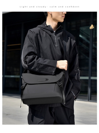 Muška crossbody torba u ulicnom stilu, s velikim unutarnjim odjeljkom, vodootporan Oxford materijal, prozračna podstava od poliestera