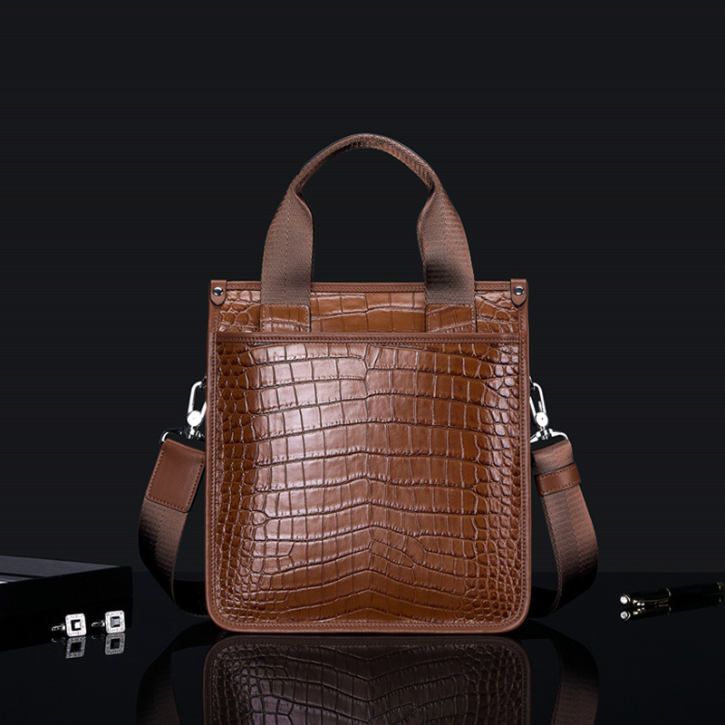 Geantă crossbody pentru bărbați din piele naturală, compatibilă cu laptop de 12 inch, stil urban simplu, căptușeală din nylon