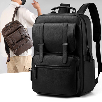 PU kožni ruksak za laptop, 20–35L, za 16-inčni laptop, jastučići na naramenice s zračnim jastučićem, poslovni/putnički stil
