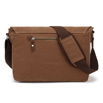 Ανδρική τσάντα messenger από καμβά — ρετρό σχέδιο, κλείσιμο με καπάκι, θήκη για 15,6 ιντσών λάπτοπ, μονή ιμάντας ώμου