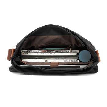 Ανδρική τσάντα messenger από καμβά — ρετρό σχέδιο, κλείσιμο με καπάκι, θήκη για 15,6 ιντσών λάπτοπ, μονή ιμάντας ώμου