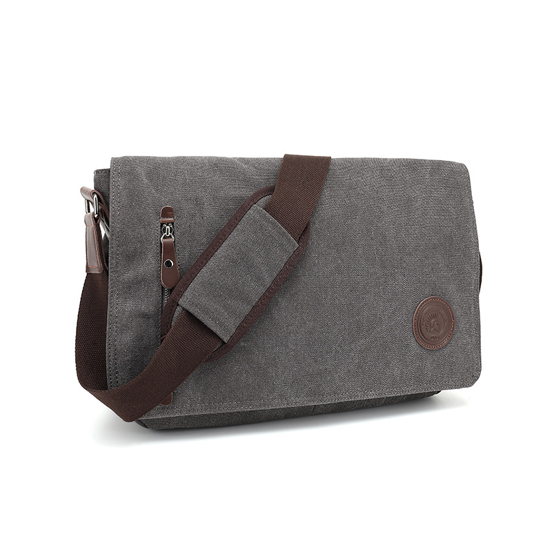 Ανδρική τσάντα messenger από καμβά — ρετρό σχέδιο, κλείσιμο με καπάκι, θήκη για 15,6 ιντσών λάπτοπ, μονή ιμάντας ώμου