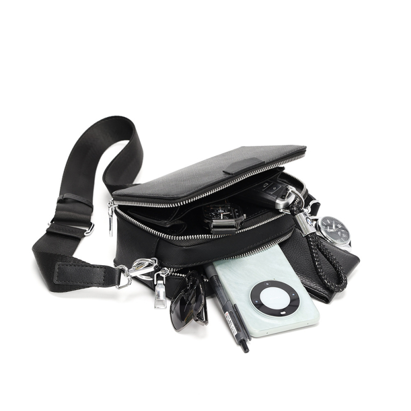 Muška crossbody torba - street-trend stil - PU materijal - Fairy Wood brend - jednobojni uzorak - podstava: poliester