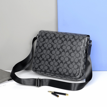 Muška torba za ramena — Gradska jednostavnost, Mikrovlakna umjetna koža, Karirani uzorak, Podstava od poliestera, Model 6817