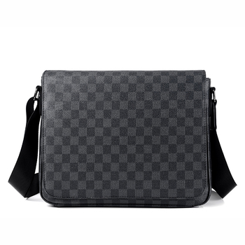 Muška torba za ramena — Gradska jednostavnost, Mikrovlakna umjetna koža, Karirani uzorak, Podstava od poliestera, Model 6817