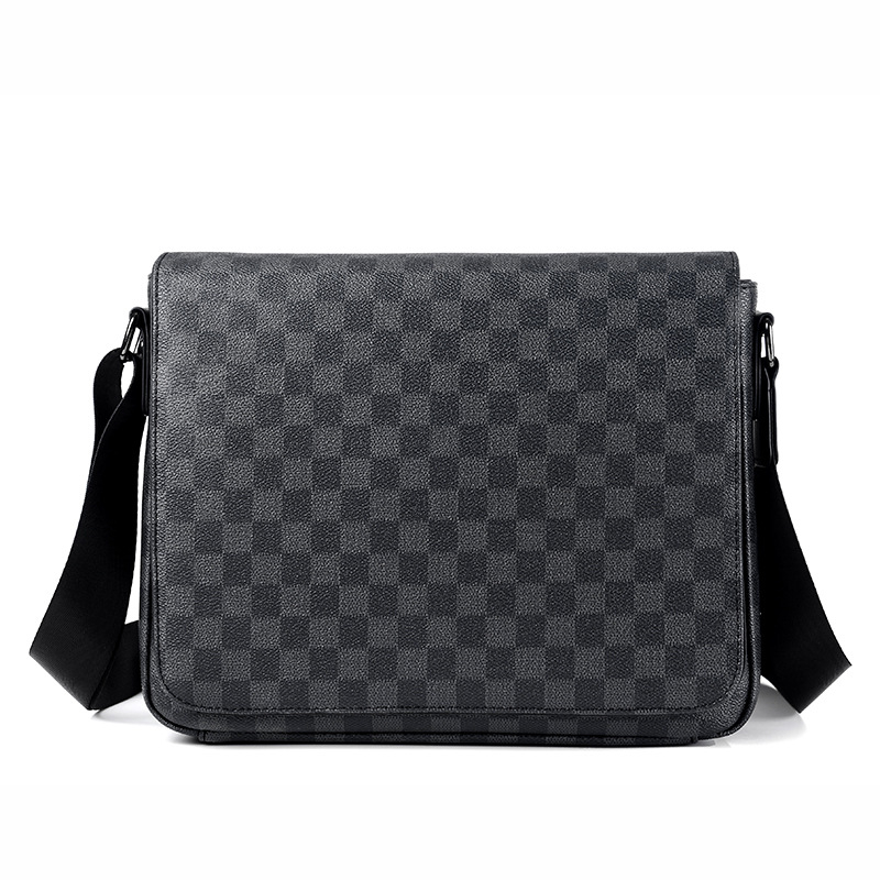 Muška torba za ramena — Gradska jednostavnost, Mikrovlakna umjetna koža, Karirani uzorak, Podstava od poliestera, Model 6817