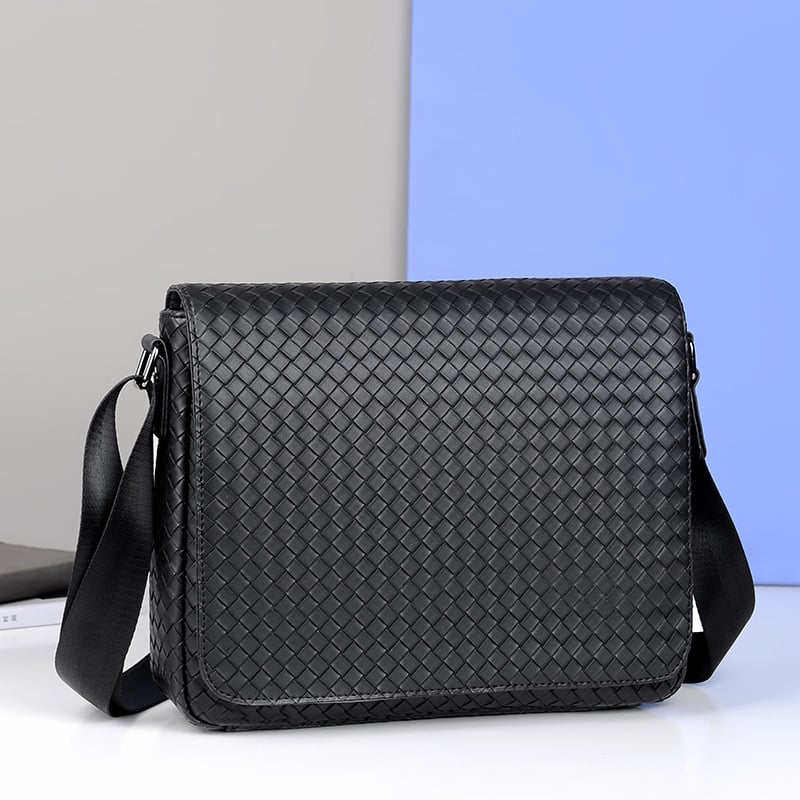 Muška torba za ramena — Gradska jednostavnost, Mikrovlakna umjetna koža, Karirani uzorak, Podstava od poliestera, Model 6817