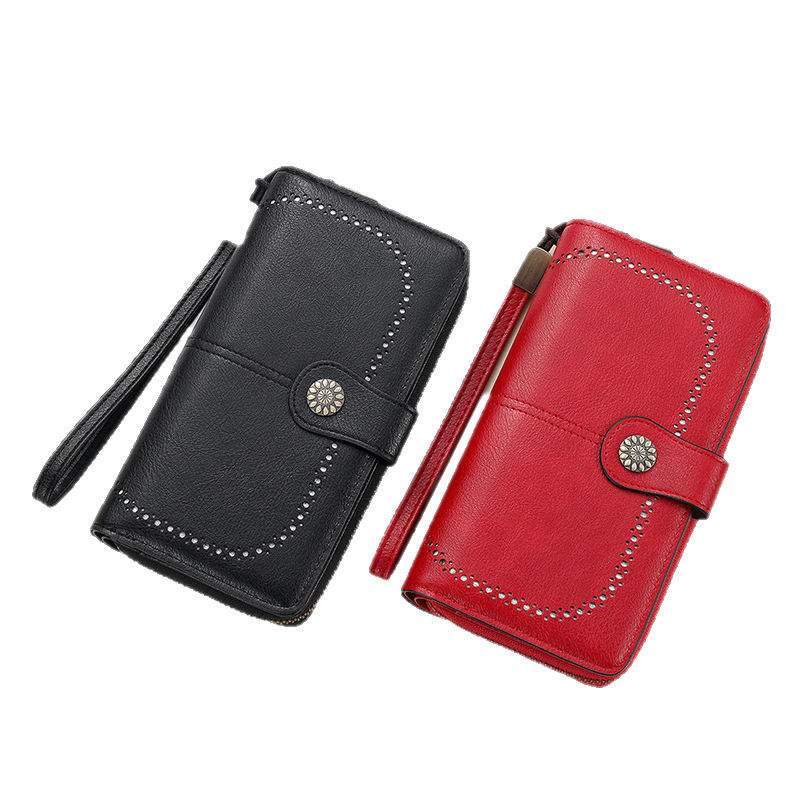 Portofel RFID anti-magnetic cu fermoar lung – clutch feminin PU, capacitate mare, rezistent la apă și uzură