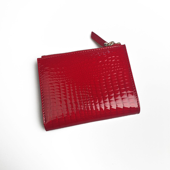 Waniuar ženski novčanik od prve sloje goveđe kože, kompaktni novčanik u stilu clutcha, teksturirana površina, poliester podstava