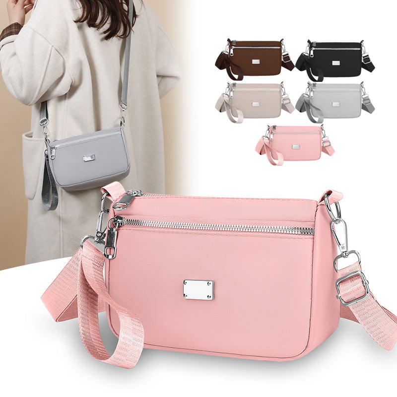 Nylon crossbody torba, gradski minimalistički stil, horizontalni kvadratni oblik, zatvarač, unutarnja džep s zatvaračem