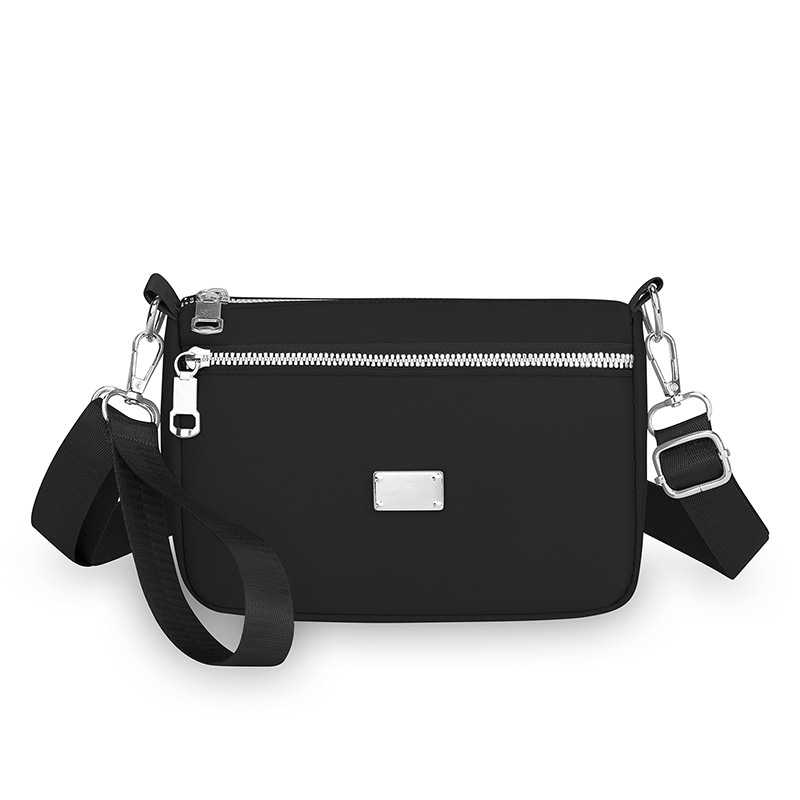 Nylon crossbody torba, gradski minimalistički stil, horizontalni kvadratni oblik, zatvarač, unutarnja džep s zatvaračem