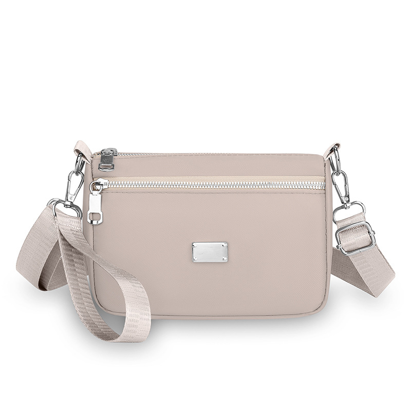 Nylon crossbody torba, gradski minimalistički stil, horizontalni kvadratni oblik, zatvarač, unutarnja džep s zatvaračem