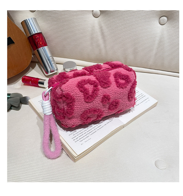 Genți clutch pentru femei — cilindrică din pluș, cu fermoar și buzunăr pentru telefon, căptușeală din poliester (Qy6152)