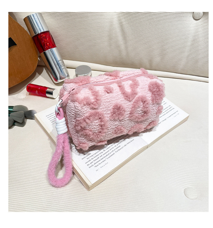 Genți clutch pentru femei — cilindrică din pluș, cu fermoar și buzunăr pentru telefon, căptușeală din poliester (Qy6152)