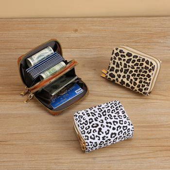 Novčanik za kovance s leopardim uzorkom, PU, unisex, podstava od sintetičke kože, proširivo skladištenje