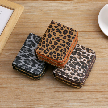 Novčanik za kovance s leopardim uzorkom, PU, unisex, podstava od sintetičke kože, proširivo skladištenje