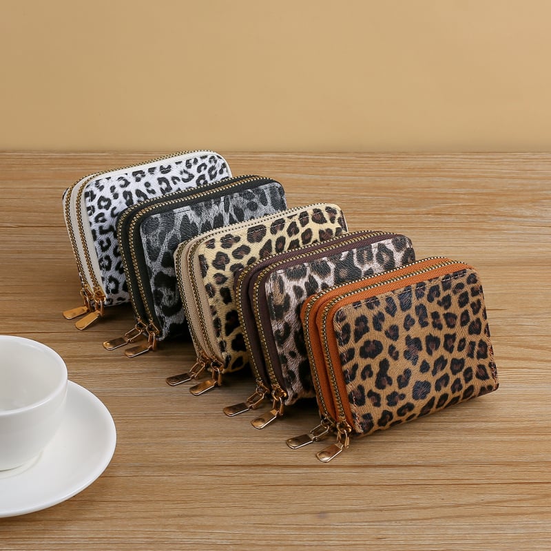 Novčanik za kovance s leopardim uzorkom, PU, unisex, podstava od sintetičke kože, proširivo skladištenje