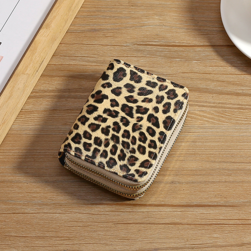 Novčanik za kovance s leopardim uzorkom, PU, unisex, podstava od sintetičke kože, proširivo skladištenje