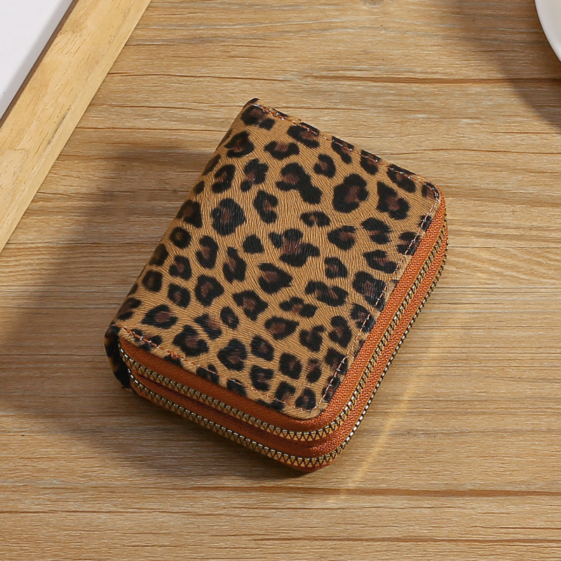 Novčanik za kovance s leopardim uzorkom, PU, unisex, podstava od sintetičke kože, proširivo skladištenje