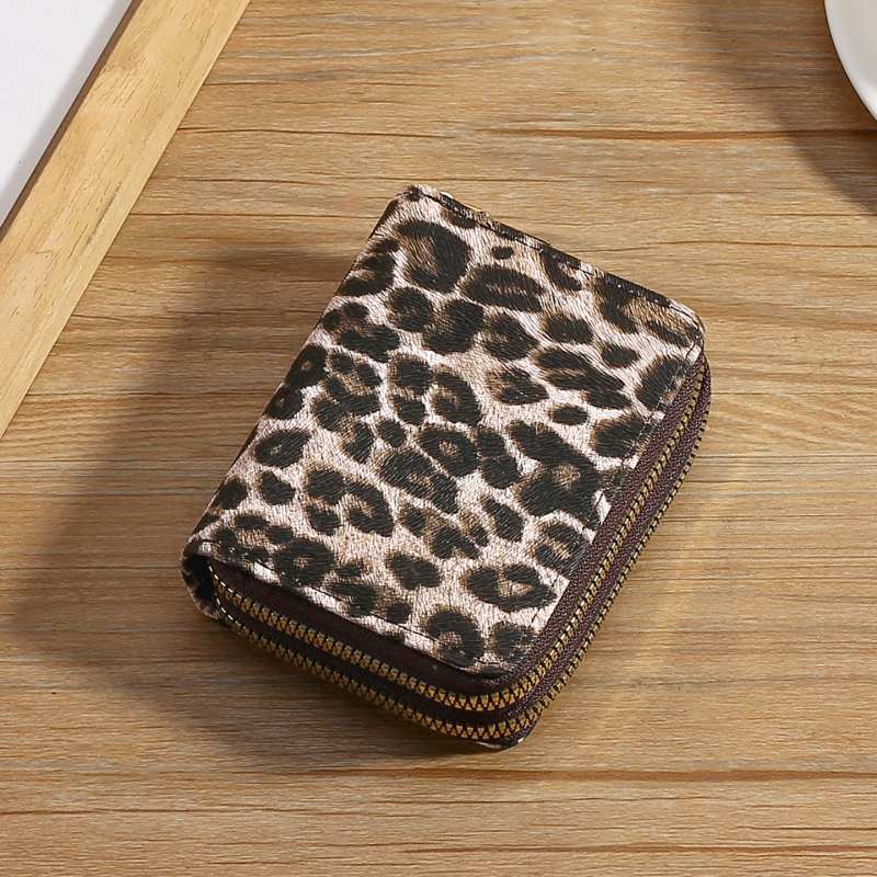 Novčanik za kovance s leopardim uzorkom, PU, unisex, podstava od sintetičke kože, proširivo skladištenje