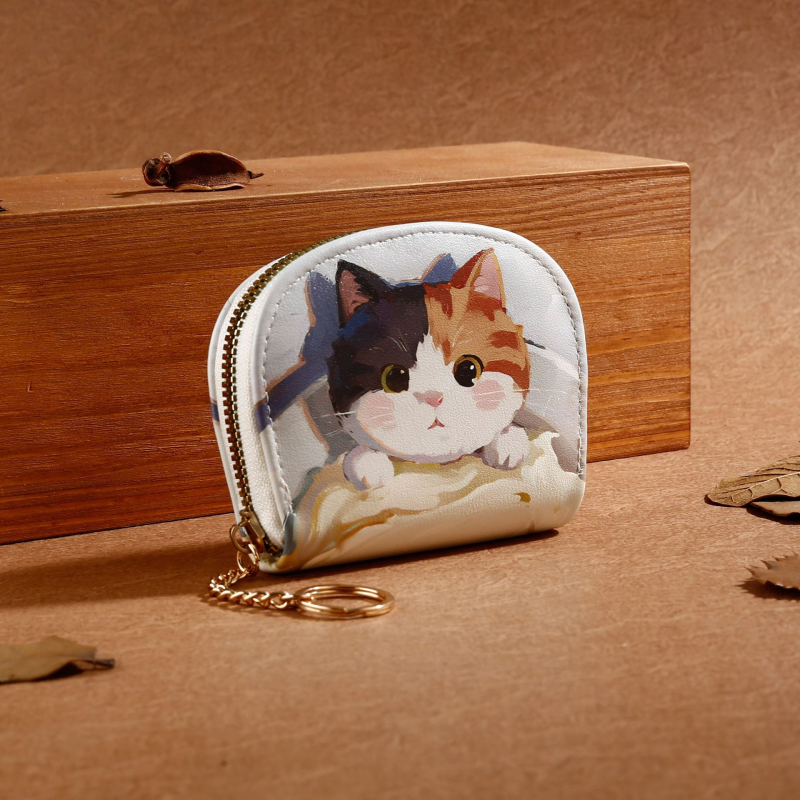 Novčanik za novčiće s životinjskim uzorkom, PU materijal, gradski minimalistički stil, za žene, Tidalstyle